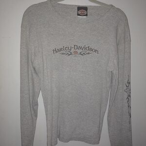 Ladies Vintage Harley Davidson Tee Grey Heather Lg
